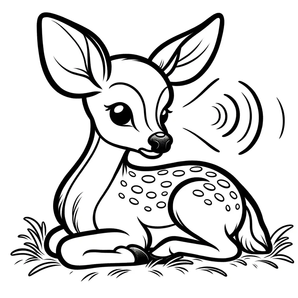 Ciervo escuchando sonidos bosque dibujo para colorear